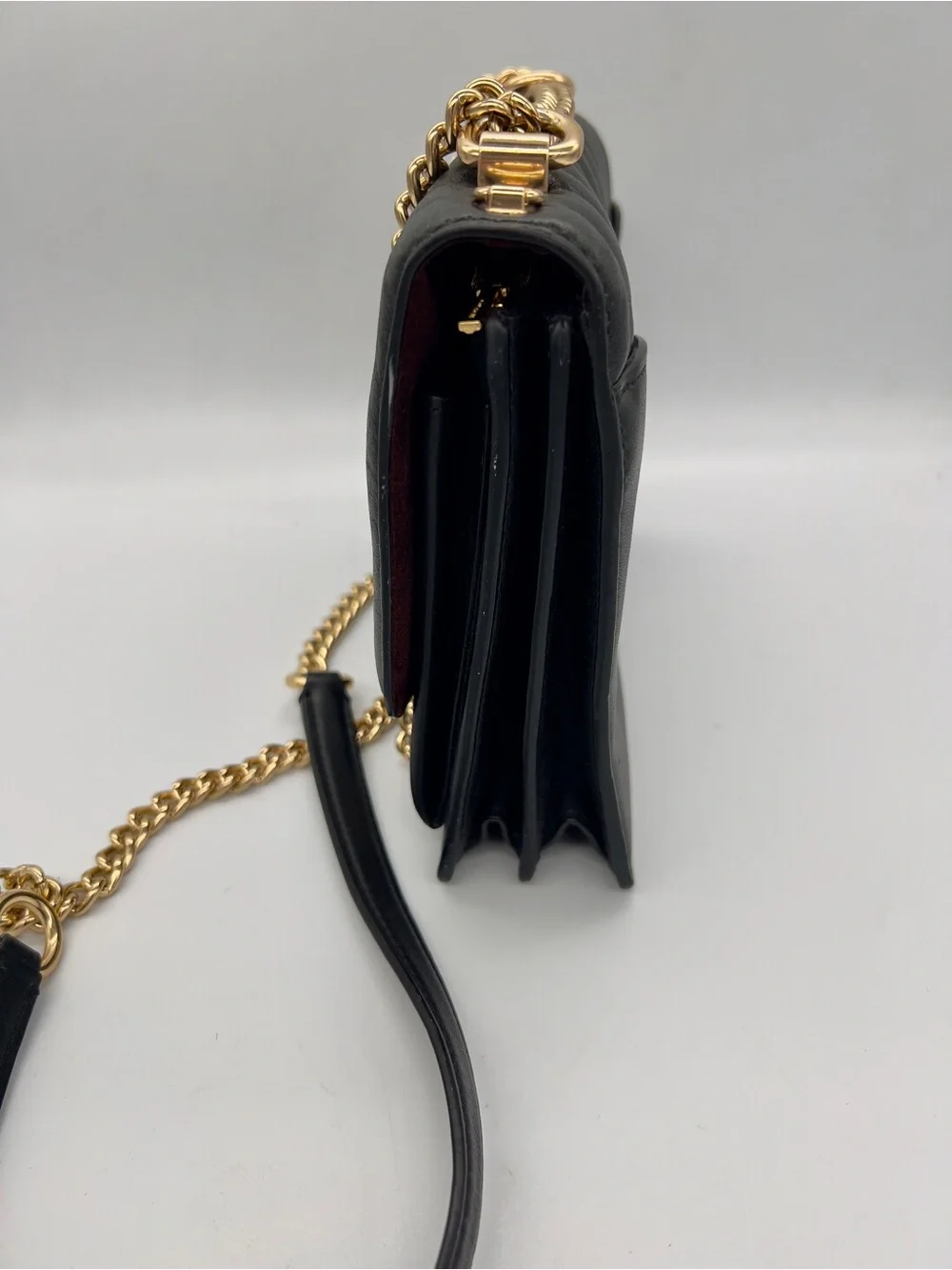 Coach Black Quilted Leather Crossbody with Gold Chain